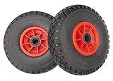 2 x Frosal PU Rad Sackkarre 260 mm 3.00-4 | 25 mm Achse | Sackkarrenrad Vollgummi | Ersatzrad Bollerwagen pannensicher | Reifen
