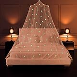 Moskitonetz Bett mit Leuchtsterne SZHTFX Ohne Bohren Groß Fliegennetz Bett Anti Insektenschutz Doppelbett füR Reise Und Zuhause Baldachin Moskitonetz Babybett Schlafzimmer Ankleidezimmer Dekoration