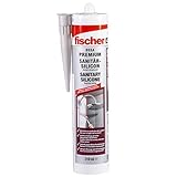 fischer Sanitärsilikon DSSA W, Silikon zum Abdichten & Verfugen im Sanitär- und Küchenbereich, Kartusche für zahlreiche Anwendungen und Baustoffe, 310 ml, weiß