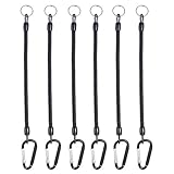 LIOOBO Angeln Lanyard Elastisch Sicherheitsseil Bootfahren Seile Angeln Sicherheit Draht Lanyard Fisch Werkzeuge Angelgerät 6 Stück (Schwarz)