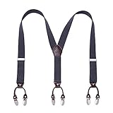 Herren Hosenträger KANGDAI 6 Clips Heavy Duty Men Braces Y Zurück 10 Farben Durable Elastic Verstellbare Hosenträger Starke Metall Clips (Grau)