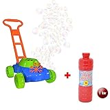 DRULINE Seifenblasen Rasenmäher Gartenspielzeug Für Kinder Mit 👍 GRATIS 👍 1 ltr Bubble Machine Seifenlösung Enthalten | Geschenkidee Für Kinder Ab 4 Jahren | Gartengeräte Und Zubehör | Spielzeug