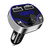 【Aktualisierte Version】 Clydek FM Transmitter für Auto, Bluetooth 5.0 Autoradio Audio Adapter mit Dual USB Ladebuchse, MP3 Player Autoladegerät Unterstützt Freisprecheinrichtung, USB Stick, SD Karte