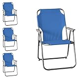 4 Stück Campingstuhl Faltstuhl Anglerstuhl Klappstuhl Strandstuhl faltbarer Gartenstuhl klappbar - Blau
