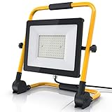 Brandson - 100 Watt LED Baustrahler - Arbeitsscheinwerfer - Bauscheinwerfer - 140 SMD LEDs - Standgestell und Tragegriff - 9500 Lumen – 4 m Stromkabel - Metallgehäuse - IP65