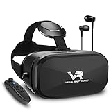 3D VR Brille, YEMENREN HD Virtual Reality 3D VR Headset mit Bluetooth Controller, für Android Smartphone iPhone (Schwarz)