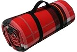 ADVENTURE OUTSIDE Picknick Decke XXL Fleece 200 x 200 cm Rot kariert Camping