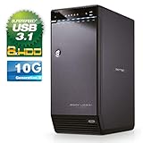 FANTEC QB-X8U31 Externes Festplattengehäuse (für den Einbau von acht 3,5 Zoll und 2,5 Zoll SATA I/II/III HDDs und SSDs Festplatte. Mit USB 3.1 Typ-C zu Typ-C Generation II 10G Anschluss, schwarz