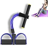 GANZTON Sit-Up Trainingsgeräte Sit-up Bodybuilding Expander Widerstandsband Puller Zugseil Pedal Sit-up Assistent Gym Equipment Beintrainer Bauchtrainer mit 4 Tuben für Yoga Fitness Blau