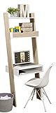 SoBuy® FRG111-WN Leiterregal, Wandregal zur Aufbewahrung / Ausstellungsregal mit Schublade und Schreibtischarbeitsplatz