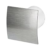 Badlüfter Wand-Ventilator Ø 100 mit Nachlauf , Kugellager Silent Escudo - Line System+ (silber gebürstet)
