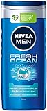 NIVEA MEN Fresh Ocean Pflegedusche (250 ml), Duschgel mit Meeresmineralien und ozeanfrischem Duft, erfrischende Dusche für Körper, Gesicht und Haar
