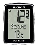 Sigma Sport Fahrrad Computer BC 14.16, 14 Funktionen, Höhenmessung, Kabelgebundener Fahrradtacho, Schwarz