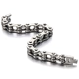 COOLSTEELANDBEYOND Klassiker Herren-Armband Fahrradkette Motorradkette aus Edelstahl Rauhe Oberfläche 22cm Lang