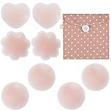 Rovtop 4 Paare Nipple Cover Nippel-Abdeckungen Selbstklebend & Wiederverwendbar Herz-Shaped Blume-Shaped Rundschreiben-Shaped mit Einer Baumwollaufbewahrungstasche