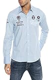 Redbridge Herren Hemd Langarm Freizeithemd Regular Fit Tailliert Bestickt R-Style R-2130 (L, Light Blau)