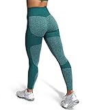 ShinyStar Damen Sport Leggings Lange Blickdicht Yoga Leggings Kompressions Figurformende Sporthose Fitnesshose mit Hohe Taille Grün L
