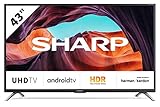 SHARP 43BL6EA Android TV 109 cm (43 Zoll) 4K Ultra HD Fernseher (Smart TV, 50/60 Hz, UHD Tuner) [Modelljahr 2019]