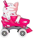 Nijdam Roller Skates Adjustable - Feather Drops - Fuchsia/Pink/White/Silver Grey - 25-28