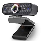 Webcam mit Mikrofon, HD 1080p Webkamera mit 100 ° Weitwinkel, Plug & Play, Streaming-Kamera für PC-Desktop-Laptop, kompatibel für Zoom Skype FaceTime Teams Facebook Mac OS Windows 10/8/7