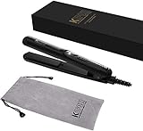 KIPOZI Mini Glätteisen für kurzes Haar, kleines Haarglätter passt in die Handtasche, Bartglätter duale Spannungsversorgung mit einem Samtbeutel für unterwegs.