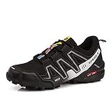 JIANYE Wanderschuhe Herren Trekkingschuhe rutschfeste Outdoorschuhe Atmungsaktiv Walkingschuhe Schwarz 45a