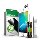GIGA Fixxoo Display-Set für iPhone SE | Weiss | vormontiertes Reparatur-Set komplett mit Frontkamera & Werkzeug-Kit, Ersatz Bildschirm | Retina LCD Glas mit Touchscreen