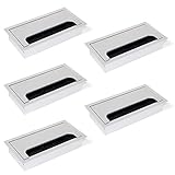 Emuca - Kabeldurchführung Kabeldurchlass Eckig 160x80mm zum Einfügen am Schreibtisch, kabelorganisation für möbel, Aluminium silber eloxiert, Set aus 5