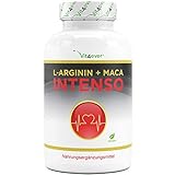 L-Arginin + Maca Intenso 240 Kapseln - Extra hochdosiert: 9800 mg je Tagesdosis - 2 Monatsvorrat - Pflanzliche Nahrungsergänzung ohne unerwünschte Zusätze - Laborgeprüft - Natürlich - Vegan