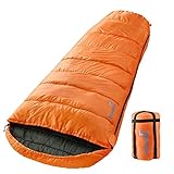 skandika Schlafsack Vegas mit/ohne Baumwolle-Innenstoff | XXL-Mumienschlafsack | Sleeping Pod | 220 x 110 cm | Reißverschluss-Sperre | Luxus-Flanellfutter | koppelbar (orange RV Links)