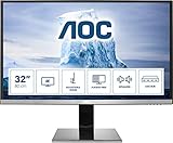 AOC U3277PWQU - 32 Zoll UHD Monitor, höhenverstellbar (3840x2160, 60 Hz, VGA, DVI, HDMI 2.0, DisplayPort, USB Hub) schwarz/silber