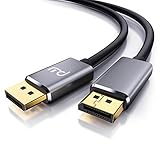 CSL - 8k DisplayPort Kabel 2m - Displayport auf Displayport - DP 1.4-7680 x 4320 60Hz - 3840 x 2160 120Hz - 1920 x 1200 240Hz - Bandbreite bis zu 32,4 Gbit s - HBR3, DSC 1.2, HDR 10 - schwarz