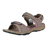 GRITION Trekkingsandalen Damen Latex & Mesh Futter mit offenen Zehen Bequeme weiche Wanderschuhe Atmungsaktiver verstellbarer Robuster rutschfester Sommer Outdoor Flach Breite (38, Braun) MEHRWEG