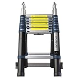 WORHAN® 5m TELESKOPLEITER 2 in 1 ANLEGELEITER KLAPPLEITER ALU TELESKOP LEITER MULTIFUNKTTIONS 500cm K5C