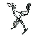 ATIVAFIT Fitness Bike 4in1 Heimtrainer mit  Rückenlehne & integriertem Seilsystem - einzigartiges Zugbandsystem Handpulssensoren Ergometer- Faltbares Fitness Fahrrad Trainingsgerät klappbar