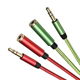 Audio Verlängerungs Kabel,[2 Stück, 2m] 3,5mm Aux Kabel Stecker auf Buchse, HiFi Nylon Stereo Klinke Verlängerung geeignet für Kopfhörer Phone Autoradios Android Smartphones Echo Dot