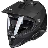 Nexo Motocross Helm Motorradhelm Cross Helm Enduro Helm MX-Line Fiberglas Endurohelm, Polster herausnehmbar und waschbar, Ratschenverschluss, Sonnenblende, Windschutz, Mattschwarz, XL