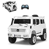 COSTWAY 12V Mercedes Benz Eletro Kinderauto mit Radiofunktion | Musik | LED Lichter | Soundeffekt | USB | 3 Geschwindigkeiten | Vorwärts- und Rückwärtsgang | 2,4G Fernbedienung | 2 Türen zum Öffnen