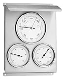 TFA Dostmann Analoge Wetterstation außen, 20.2010.60, mit Barometer, Hygrometer und Thermometer, aus Edelstahl, wetterfest, silber