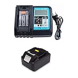 18V 3.0Ah Ersatz Akku mit Ladegerät für Makita Baustellenradio DMR110 DMR112 DMR114 DMR115 DMR108 DMR107 DMR104 DMR101 DMR100 DMR102 DMR106 Radio Werkzeugakkus