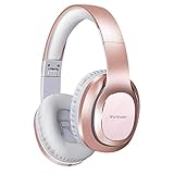 WorWoder Bluetooth Kopfhörer Over Ear, 50 Stunden Spielzeit Kopfhörer mit Hi-Fi Stereo Headset Tiefer Bass, Wireless Kopfhörer mit Mikrofon für iPhone/Android/PC/Handys/TV (Rose Gold)