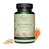 BETA CAROTIN Kapseln Vegavero ® | 100% NATÜRLICH Carotinoide aus Karotten Extract | 180 Kapseln (6 Monate) | BRÄUNUNGSKAPSELN | Vegan