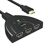 HDMI Switch | GANA 1080P Manuell HDMI Switcher | 3 zu 1 HDMI Verteiler HDMI Umschalter Vergoldet 3-Port HDMI Switch unterstützt HD 1080P/3D für HDTV/Blu-Ray/DVD