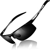 DUCO Herren Sportbrille Polarisierte Sonnenbrille Fahrerbrille 8177S (Schwarz, Grau)