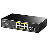 Cudy FS1010PG 8-Port PoE + -Switch mit 2 Gigabit-Uplink-Ports 120 W, 8 * 10/100 Mbit/s PoE+ @ 120 W, Extend/VLAN-Modus, 802.3af / at Standard, Lüfterlos, Watchdog, Plug & Play