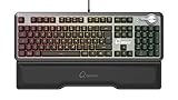 QPAD MK-95 Pro Gaming Premium Opto Mechanische Tastatur, Opto Mechanical Keyboard mit 2in1 Q Switch (Linear Rot und Taktil mit klick Blau), RGB LED Beleuchtung, Deutsches QWERTZ DE Layout, Anthrazit