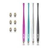 ELZO Kapazitive Eingabestift Stylus Touchstift Kugelschreiber Premium Metall Slim Combo 4 Stück mit 6 Ersatz Nanofiber Tipps für Touchscreen Tablets und mehr (Schwarz, Silber, Hellblau&Rose Rot)