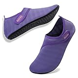 Deevike Damen Herren Badeschuhe Barfussschuhe Strandschuhe Wassersportschuhe Aquaschuhe Surfschuhe Schwimmschuhe Lila Straps 36/37