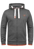 !Solid BenjaminZip Herren Sweatjacke Kapuzenjacke Hoodie Mit Kapuze Reißverschluss Und Fleece-Innenseite, Größe:XL, Farbe:Grey Melange (8236)