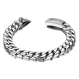JewelryWe Schmuck Edelstahl Herren Armband, schwer Fahrradkette Biker Armkette, Partnerarmband Armreif Silber 21cm 12mm Breite - mit Geschenk Tüte